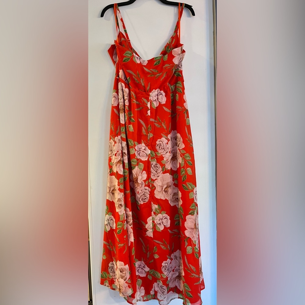 Boston Proper Red Floral Cowl-Neck Maxi Dress - Picture 6 of 6